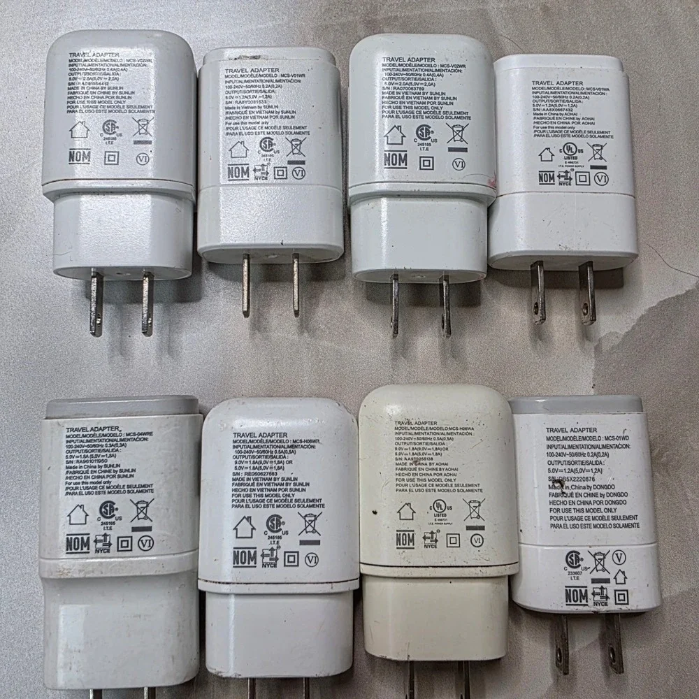 Lot of 8 LG USB Wall Charger Adapters Fast Charge MCS-H06WR MCS-V01WA White W4